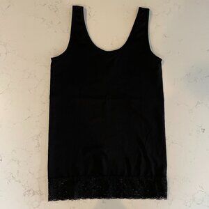 Marilyn Monroe Shapewear Nylon Spandex Unlined Slim Lace Border Tank Top Black L